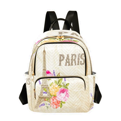 ALAZA Eiffel Tower Paris Blossom Women Backpack Purse Ladies Fashion Shoulder Bag Daypack Travel Bag 7.5L