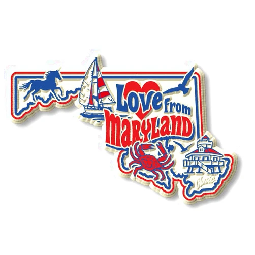 Classic Magnets Love from Maryland Vintage State Magnet by Classic Magnets, Collectible Souvenirs Made in The USA,3.6