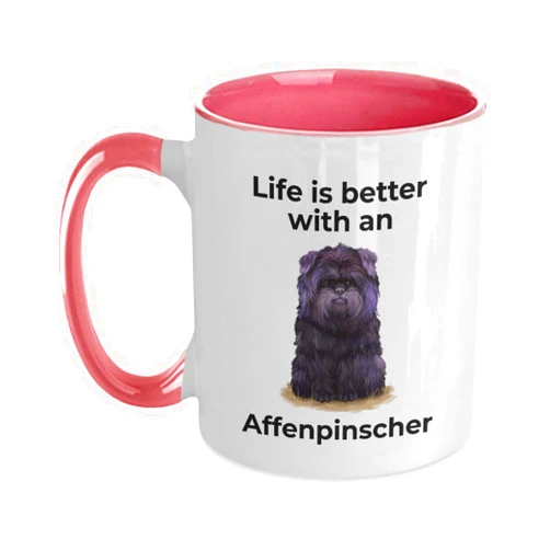 Spring Pet Products Affenpinscher puppy dog two tone color ceramic coffee mug - Life is better