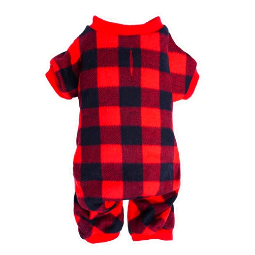 Topbuti Pet Christmas Pajamas Red Black Buffalo Plaid Jumpsuit Dog Cat Soft Winter Clothes Puppy Doggie Checkered Sweater Apparel (Small)