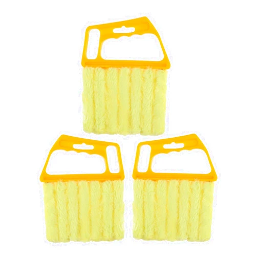 HZ-MONSTAR Window Venetian Blind Cleaner Duster Tool, 7 Finger Dusting Cleaner Tool, Mini Cleaner Brush Hand Held Cleaner Tool for Air Conditioner Window Shutters Duster Dirt Cleaner Yellow 3Pcs
