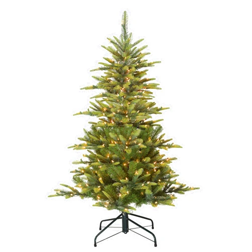 Puleo International 4.5 Foot Pre-Lit Aspen Fir Artificial Christmas Tree with 250 UL Listed Clear Lights, Green