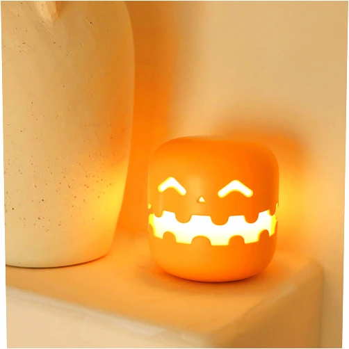 WEILAILUX Pumpkin Night Light Battery Operated, Pumpkin Jack O Lantern Rechargeable, Cordless Dimmable Novelty Nursery Lamp with Timer, for Kids & Adults, Home Halloween Decoration Gift (H)