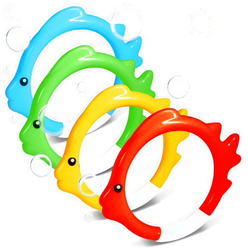 Novelty Place 4Pcs Diving Ring Set - Throw, Dive & Retrieve Toys, Underwater Swimming Pool Play Accessories - Fish Shape Dive Rings for Kids Adult and Family - Perfect for Swimming Training and Fun