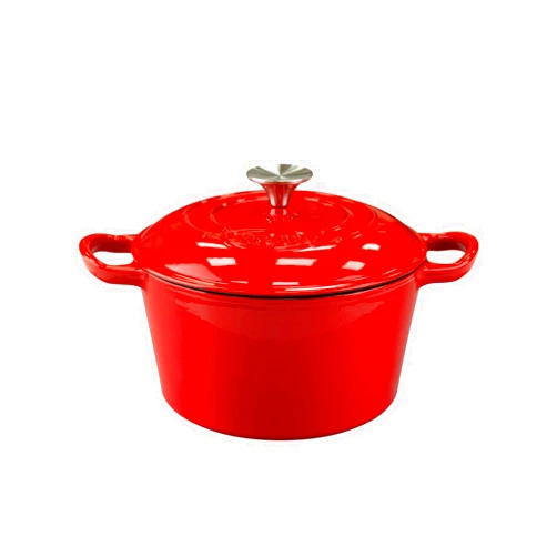 AILIBOO 4 Quart Enameled Cast Iron Dutch Oven with Lid – Dual Handles –Oven Safe up to 500° F – Sturdy Dutch Oven Cookware – Solid Red