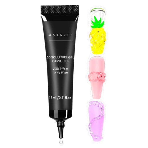 Makartt 3D Gel - Nail Art Sculpting Gel Nail Glue 15g No Wipe Clear Gel Polish for Nail Designs and DIY Nail Art for Drawing, Molding, Sculpture and Decoration