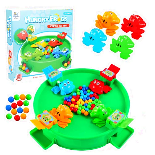 KEJIH Classic Hungry Kids Board Games-Plastic Intense Game of Quick Reflexes Bead Toy,Children's Preschool Desktop Toy,Frog Eating Beads Game Fine Motor Training Toy for Kid Adult 2 to 4 Play