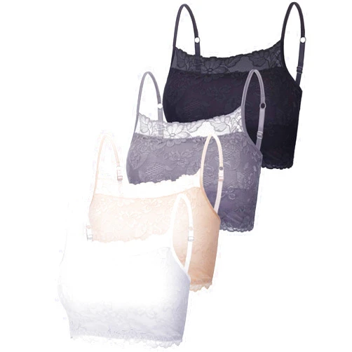 Boao 4 Pieces Women's Lace Cami Stretch Lace Half Cami Breathable Lace Bralette Top for Women Girls
