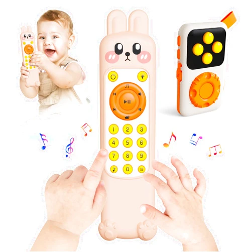 Jovow Baby TV Remote Toy Set,Realistic Play TV Remote Control with Adjustable Music Sound,Infant Early Learning Baby Toys,Toddlers Musical Toy Remote for 18+ Months Boys Girls Gifts.