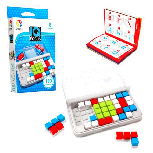 SmartGames IQ Focus Cognitive Skill-Building Travel Game with Portable Case featuring 120 Challenges for Ages 8 - Adult