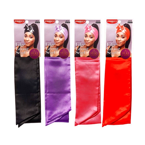 Red by Kiss Edge Laying Scarf Wrap for Hair Edge Silky Satin Scarf 4 PACK