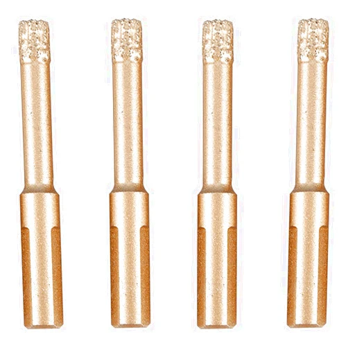 Lionmount 4 Pcs Brazed Diamond Drill Bits, LionMount Ceramic Diamond Hole Saw Set with Wax Insert Cooling, Dry Cutting Ceramic Tile Porcelain Marble Granite Stone Rock Glass 5/16in (8mm)