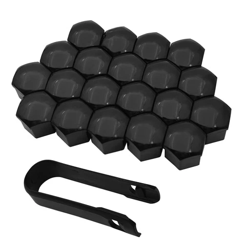 Damwot 20PCS Lug Nut Covers, 17mm Hexagonal Nut Covers with Removal Tool, Car Wheel Nut Caps, Wheel Center Bolt Caps, Universal for Most Car Lug Nut Caps, Automotive Exterior Accessories (Black)