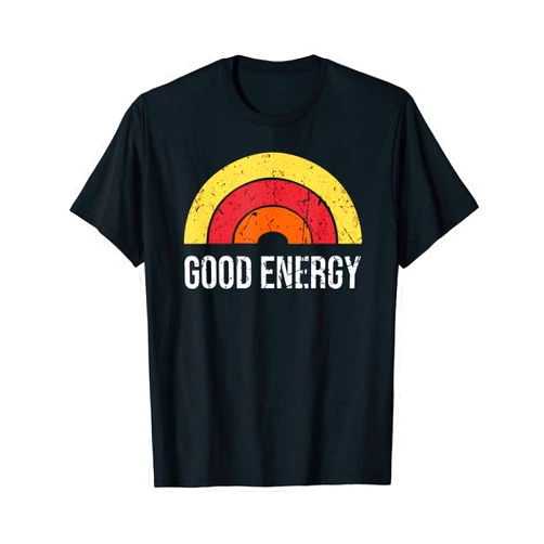 Good Energy Boho Vintage Tees Good Energy Rainbow Boho Hippie Vintage Cute Sun Yoga Awake T-Shirt
