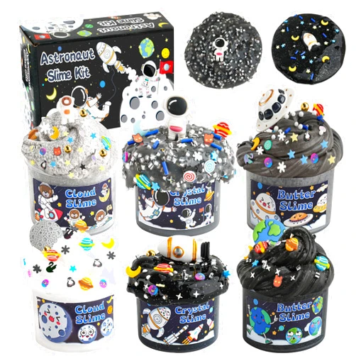 LAWOHO 6 Packs Galaxy Slime Kit - Cloud, Butter & Clear Slime Making Kit for Boys, Non Sticky & Soft, Space Party Favors for Kids with Space Slimes Charms & Add-ins, 360ml Easter Slimes, Easter Gifts