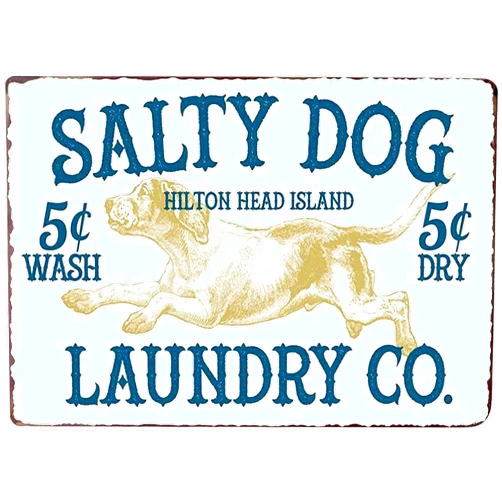 Nufar Retro Tin Sign Salty Dog Laundry CO Metal Plaque, Vintage Design for Bar Shop Farm Wall Art Decoration, 8x12 Inch,de08aA61