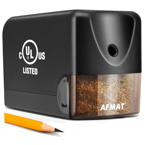 AFMAT Electric Pencil Sharpener, Heavy Duty Classroom Pencil Sharpeners for 6.5-8mm No.2/Colored Pencils, UL Listed Industrial Pencil Sharpener w/Stronger Helical Blade, Best for School