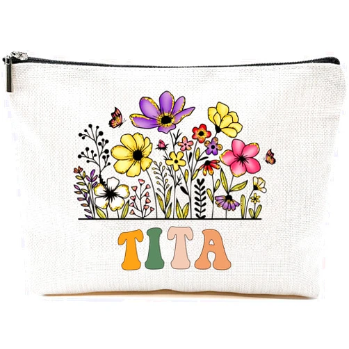 GreenStar Gifts Tita Wildflowers Gifts For Mother's Day Makeup Bags - Tita Flower Gift Bags - Mom Birthday Gifts - Travel Cosmetic Bag For Birthday