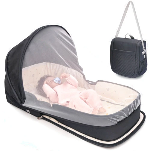 YVMVDV Portable Travel Bassinet for 0-8M Baby, Portable Travel Baby Bed, Cosleeping Baby Bed with Mosquito Net, Lightweight and Foldable