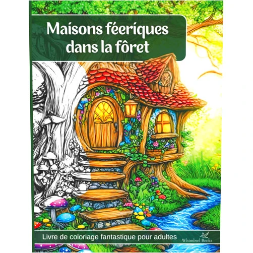 Whimbrel Books Maisons féeriques dans la forêt – Livre et cahier de coloriage adulte magique: 50 motifs fantasy, cozy et anti-stress, à colorier pour se détendre (French Edition)