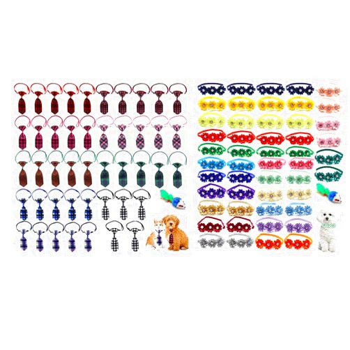 Anosiar 100 Pack Dog Bowtie Flower Dog Collar Girl Dog Accessories Adjustable Girl Puppy Collars Cat Bow Tie Dog Flower with Diamond Crystal for Dogs Cats Pet Summer Birthday Party Christmas Wedding Supplies