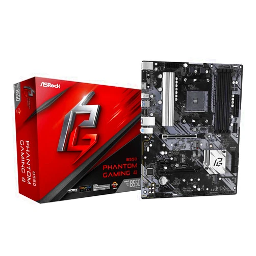 ASRock B550 Phantom Gaming 4 Supports AMD AM4 Socket Ryzen™ 3000, 3000 G-Series, 4000 G-Series, 5000 and 5000 G-Series Desktop Processors Motherboard