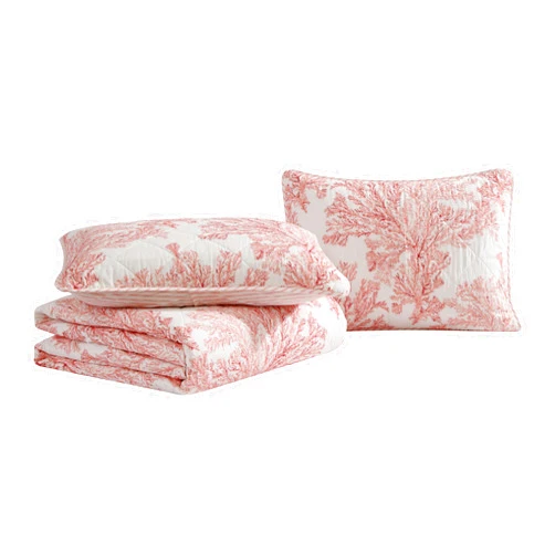 Tommy Bahama - Queen Quilt Set, Reversible Cotton Bedding with Matching Shams, Coral Reef Inspired Home Decor (Coral Garden, Queen)