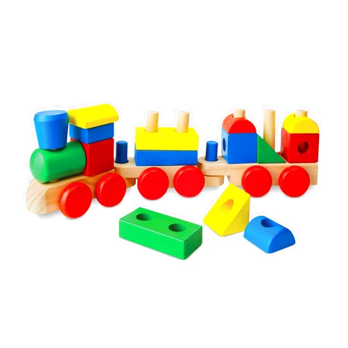 Melissa & Doug Wooden Stacking Train Learning Toy Vehicle With 18 Connecting Pcs Wooden Train Set, Sorting & Stacking Toys For Toddlers Ages 2+