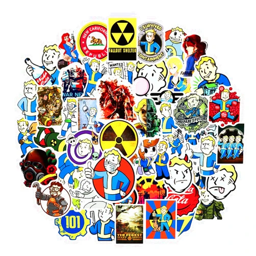 GMVAESKY 50Pcs Fallout Stickers GMVAESKY Fallout Merchandise Stickers for Bottle Suitcase Laptop Computer Refrigerator Birthday Party Children's Toys Stickers