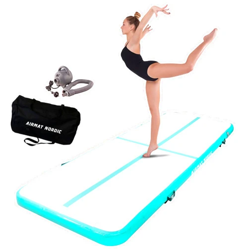 AirMat Nordic Air Mat Tumble Track 10ft/13ft/16ft/20ft/26ft with Electric Air Pump, Inflatable Gymnastics Mat for Home, Best for Gymnastics, Cheerleading, Yoga - 3'3
