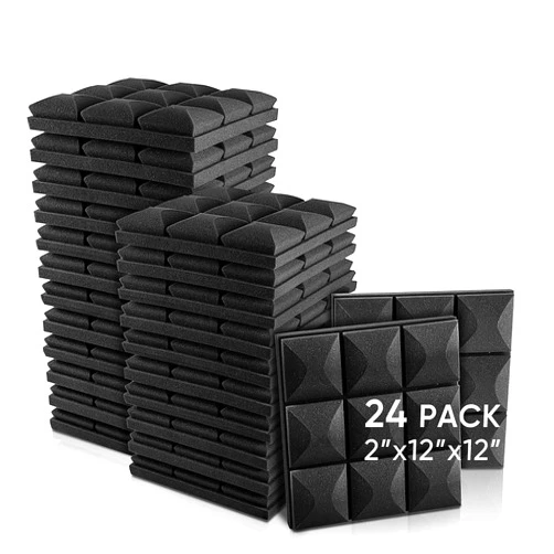Fstop Labs Acoustic Foam Panels, 24 Pack Black 2'' X 12