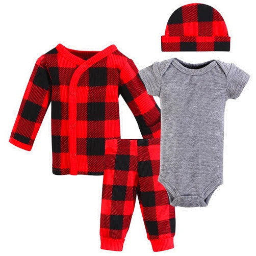 Hudson Baby Unisex Baby Thermal Preemie Layette Set 4pc