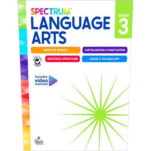 Spectrum,Carson Dellosa Education Spectrum 3rd Grade Language Arts Workbooks, 3rd ELA Grade Books Covering Parts of Speech, Punctuation, Sentence Structure, Grammar, Vocabulary & More, Language Arts 3rd Grade Curriculum
