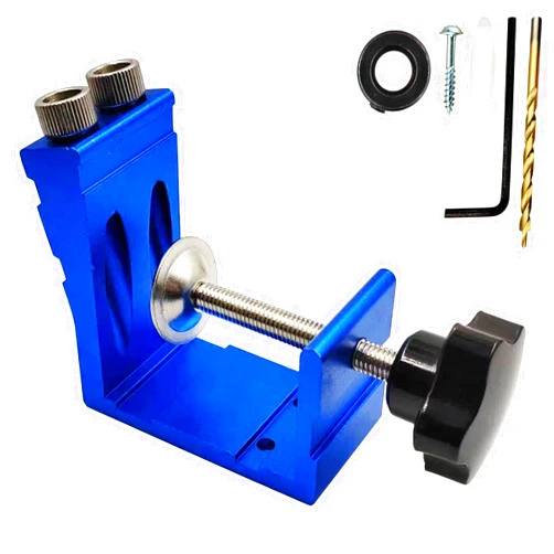 Aginkgo Pocket Hole Jig Kit Portable Pocket Joinery Screw Kit DIY Woodworking Carpentry Locator for Woodworking Angle Drilling Holes Angle Carpentry Locator Jig