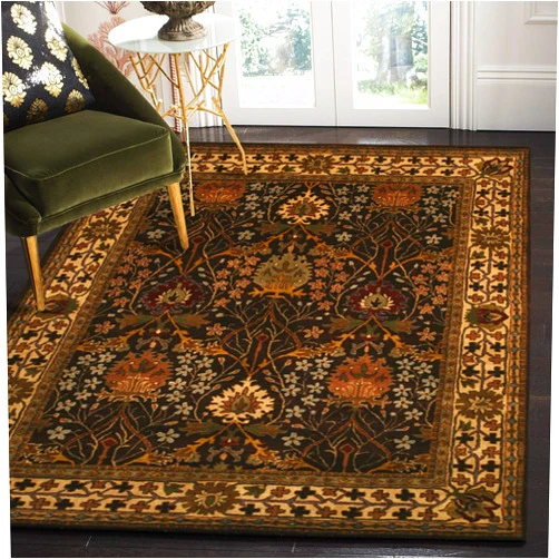 EORC Area Rug for Bedroom & Home Décor-Handmade Wool Rug Provides Comfort and Beauty for Everyday Use, Low Pile Printed Throw Indoor Floor Carpet for Living Room & Entrance, Brown, 4ft x 6ft