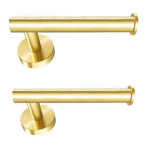 SAYONEYES Brushed Gold Toilet Paper Holder Wall Mount –SUS304 Stainless Steel Rotate Proof Modern Toilet Tissue Roll Holder – TP Holder for Bathroom, Kitchen, Washroom – 2 Pack