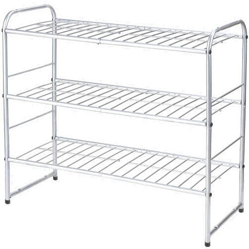 REGILLER 3-Tier Stackable Shoe Rack,Expandable & Adjustable Shoe Organizer Storage Shelf,High Capacity,Wire Grid,Silver