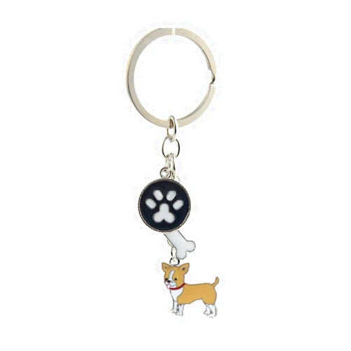 HongGun Net Key-ring Keychain,Cute Metal Small Dog Puppy Keychain Keyring Keyfob Car Bag Charm Dog Tag Chains Birthday (Yellow Chihuahua)