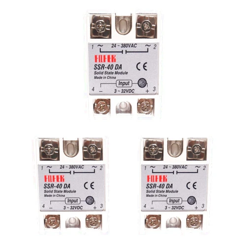 Coliao 3pcs Solid State Relay SSR-40DA Single Phase Solid State Relay Module Input 3-32V DC Output 24-380V AC for Temperature Controller