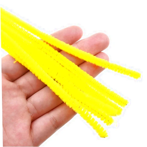 Hao Pro 12inch Length Pipe Cleaners Fluffy Thick Fuzz Hold Shapes Vintagey Chenille Stems Soft Edges Yellow 100 Pieces for Halloween Crafts Nose Clip Googly Eyes Cleaning Crumbs Dust