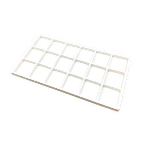 N'icePackaging 12 Qty Ivory-Tusk White 18 Slot Flocked Storage Tray Inserts - for Merchandise Jewelry & Organization - N'icePackaging