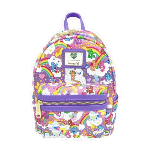Loungefly Exclusive Care Bears Rainbow All Over Print Double Strap Shoulder Bag