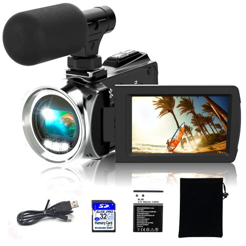 Rawiemy Video Camera Camcorder HD 4K 48MP Video Recorder Camera Vlogging Camera for YouTube Camcorders Video Camera for Kids with 3.0