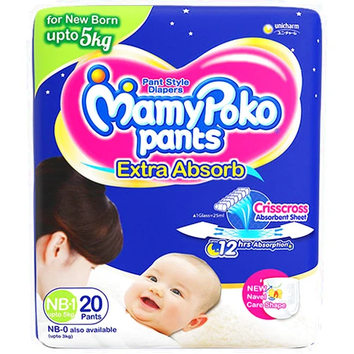 MamyPoko Pants Extra Absorb Diapers, New Born (Pack of 18)