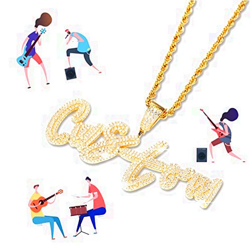 MAMGRROAT Custom name gold necklace.Personalized HIPHOP Cuban Link Chain Gold Silver Plated Necklace Diamond Chain.Customized Letters Pendant with Diamond Chain for men,gifts for men women