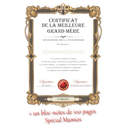 Carole Brunault-Lebel Certificat de la Meilleur Grand-Mère: Bloc-Note Spécial pour toutes les Mamies - idée cadeau pour grand mère (French Edition)