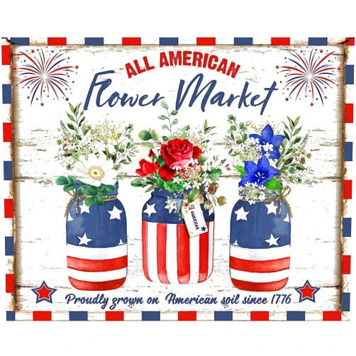 Asbwuo Retro Metal Tin Sign All American Flower Market Patriotic Wreath Attachment Proudly Grown On American Soil Wall Art Funny Wall Decor Nostalgic Arts Decor Waterproof Plate Decoration 6x8 inch