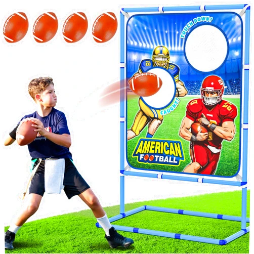 Polkoliye Football Toss Game with 4 Inflatable Balls, Indoor/Outdoor Football Throwing Target Toy for Kids Ages 4-7 8-12- Perfect Christmas Birthday Gifts for 4 5 6 7 8 9 10 11 12 Year Old Boys Girls