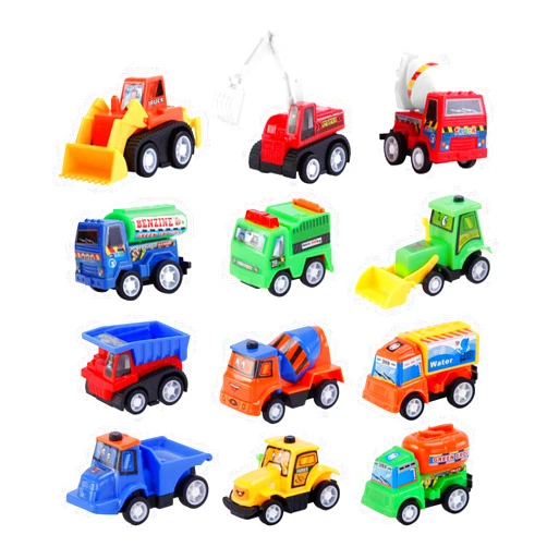Fun-Here 12 Packs Construction Toy Pull Back Digger Mini Vehicles Excavator Bulldozer Truck Toy for 2 3 4 5 Year Old Kids Boy Girl Toddlers Party Favor Cake Decorations birthday gift