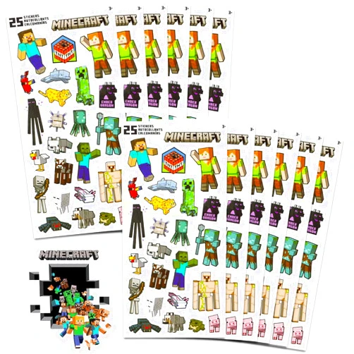 Minecraft Party Favors for Boys & Girls Bundle ~ 12 Pack Minecraft Sticker Sheets for Kids Birthday Party Goodie Bags | Minecraft Party Supplies